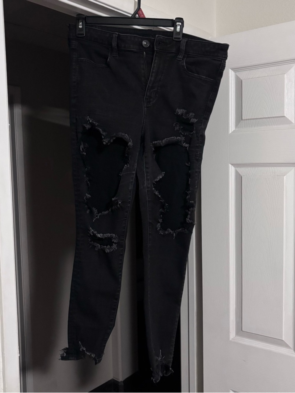 See Desc. American Eagle NE(X)T LEVEL STRETCH Black Hi-Rise Jeggings (14R) Measu